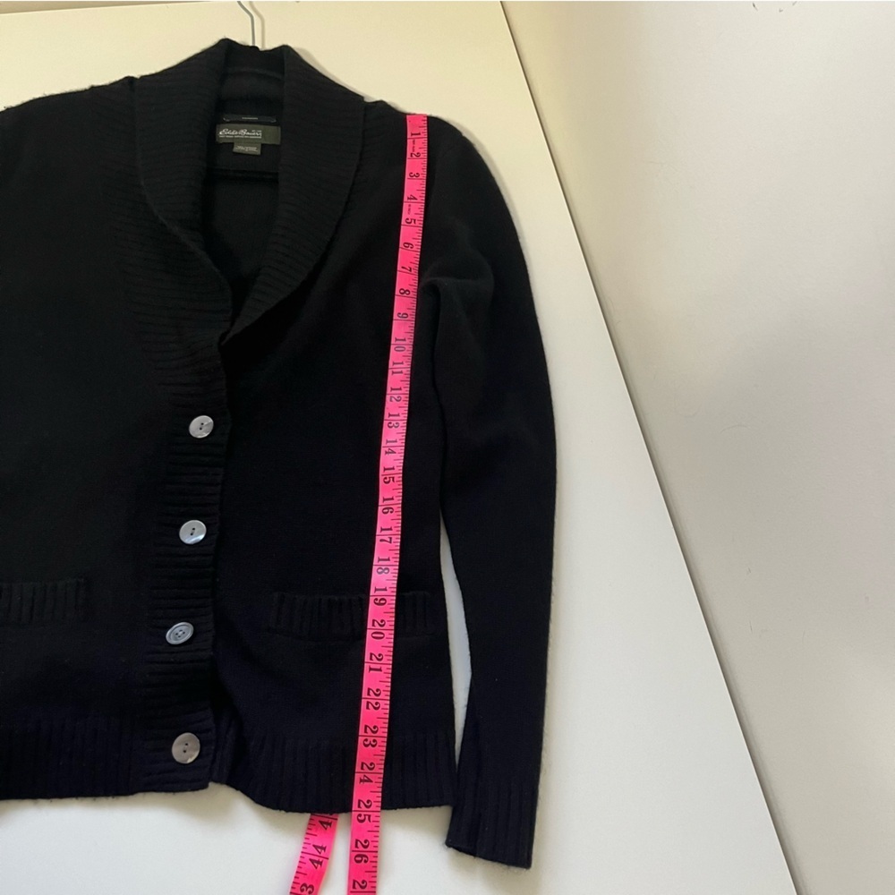 Eddie Bauer Black Shawl Collar Button Front Cardigan - Picture 2 of 9